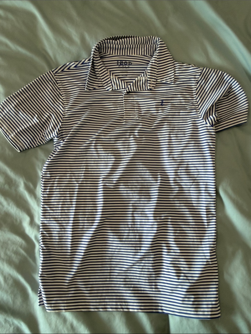 Izod Navy and White Striped Polo